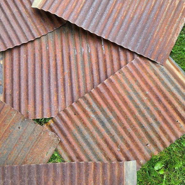 Rusty with Silver Pieces Metal Roofing Barn Corrugated Tin Beautiful Reclaimed Rustic Weathered Patina FREE SHIPPING