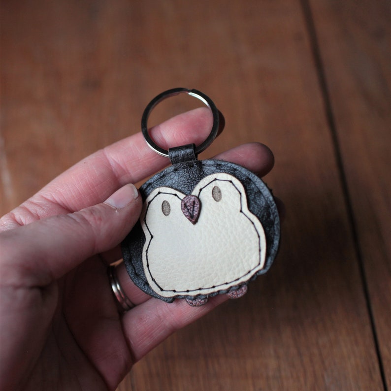 DIY Leather Keychain Kit OR Premade Penguin Keychain Etsy