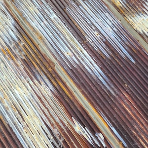 Chocolate Rust with White and Orange Reclaimed Corrugated Metal Roofing Barn Tin Beautiful Rustic Weathered Patina Salvaged FREE SHIPPING