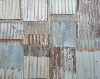 Corrugated Metal Roofing Barn Tin Mix and Match Silver with Rust Reclaimed Beautiful Rustic Weathered Patina Salvaged Barn Tin FREE SHIPPING