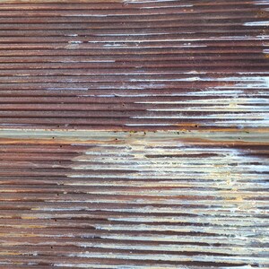 Chocolate Rust With White and Orange Reclaimed Corrugated Metal Roofing ...