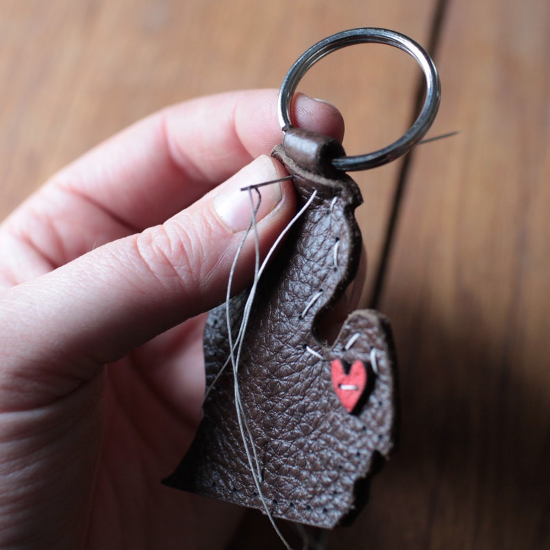 DIY Leather Keychain Kit OR Premade Keychain of Michigan's Etsy