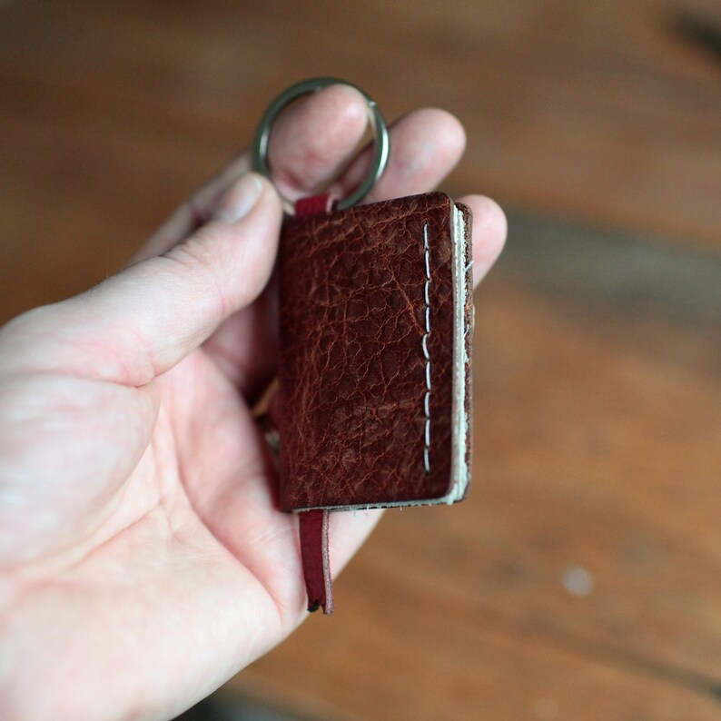 DIY Leather Keychain Kit OR Premade Book and Bookmark Keychain Etsy