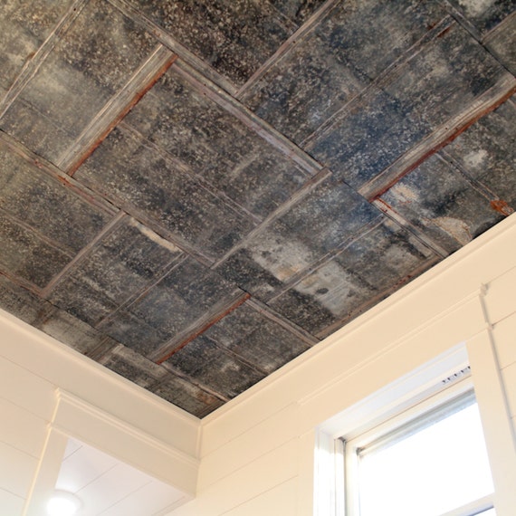 Ceiling Tiles Reclaimed Metal Roofing Barn Tin Drop Ceiling Tile Silver And Rusty Beautiful Rustic Weathered Patina Free Shipping