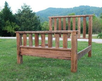 King Barn Wood Bed | Handmade Farmhouse Style Furniture | FREE SHIPPING in USA