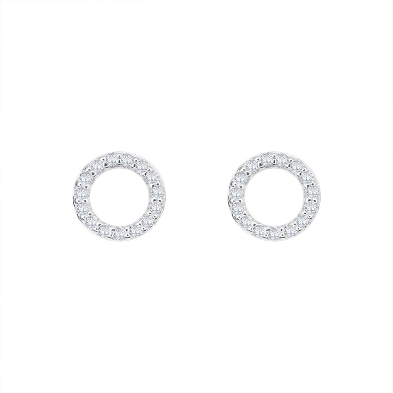 Women's Diamond Sim Open Circle Stud Earring Women's Circle Stud