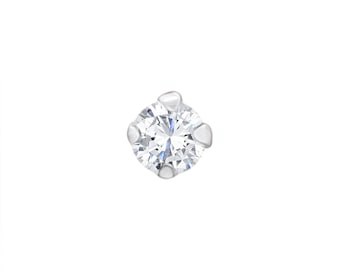 Klassischer Stein Nase Pin / Ohrstecker Strass Nasenpiercing Stud l Sterling Silber Nasenpiercing