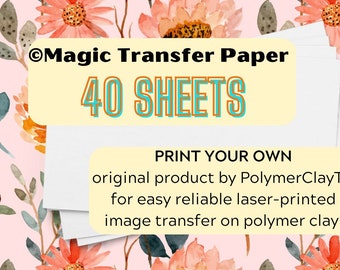 Magic Transfer Paper Original© 40 sheets | water soluble clay transfer paper blank | print your own water clay image transfer