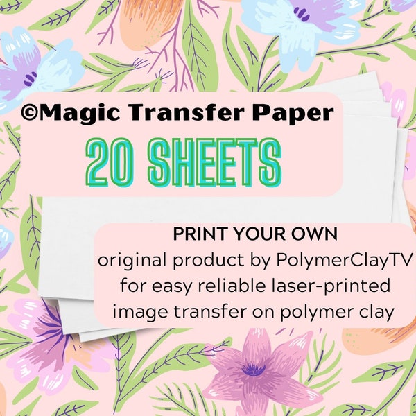Magic Transfer Paper Original© 20 sheets | water soluble clay transfer paper blank | print your own water clay image transfer