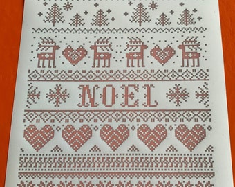 Christmas Silk Screen Knitted Noel Holiday polymer clay Silkscreen deer heart tree snowflake cable pattern