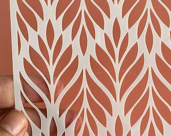 Bargello Leaves Large Leaf Mylar Stencil texture sheets Ideal for Gelli Plate Printing, Polymer Clay, Paint & Texture Paste
