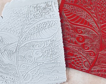 Texture Stamps for Clay Zen Garden Mat rubber polymer clay paper Gelli plate and resin ZIA zentangle inspired