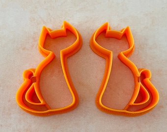 Sitting Cat earrings mirrored polymer clay cutter set