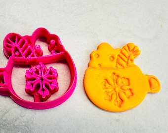 Cup of Cocoa polymer clay cutter earring pendant Christmas