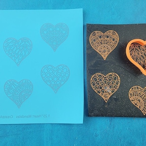Polymer Clay Earring Cutter and Silk Screen Set: 1.25&quot; Mandala Hearts