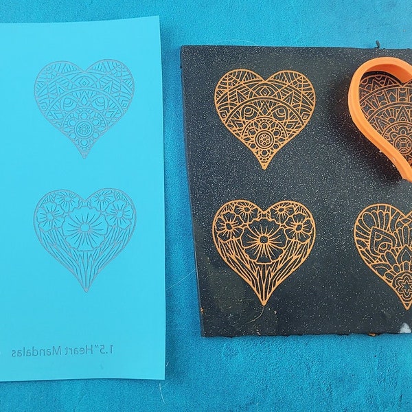 Polymer Clay Earring Cutter and Silk Screen Set: 1.5" Mandala Hearts