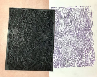 Tendril Tribal Ocean Rubber Stamp Ink medium Texture Sheet polymer clay gelli plate printing scrapbooking jewelry mixed media