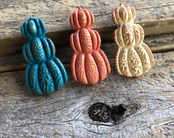 Stacked Pumpkin polymer clay cutter with detail impression