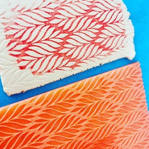 Clay Texture Stamp Bargello Leaves silicone rubber sheet mat for polymer clay