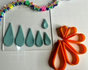 Water Drops Polymer Clay Cutter Set – 6-Piece Graduated Teardrop Cutters for Earrings, Pendants & Flower Petals
