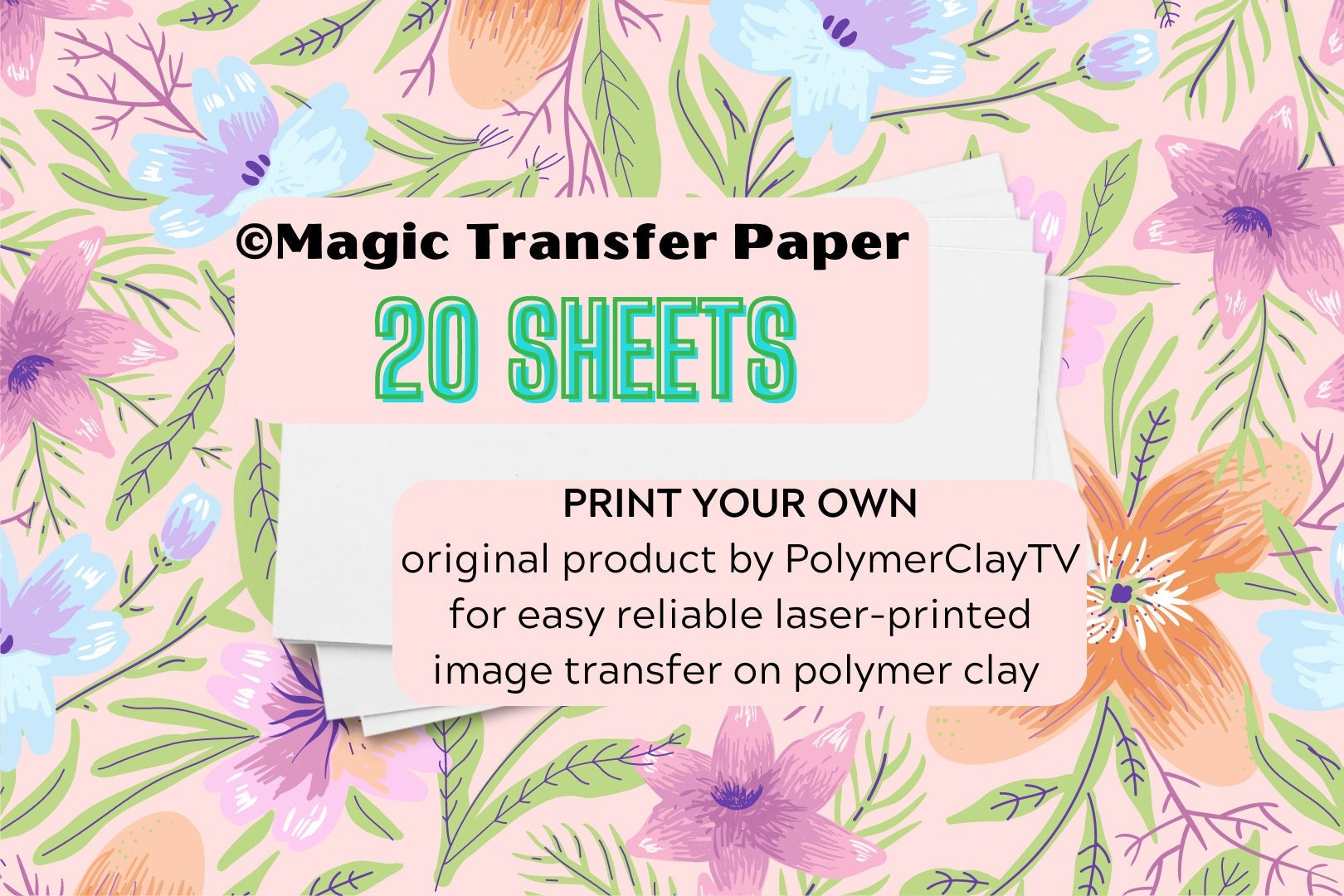  Puocaon Transfer Paper Polymer Clay - 4 Design 20 Pcs