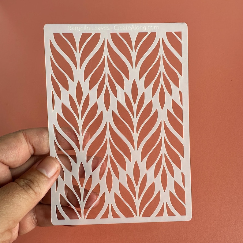 Bargello Leaves Large Leaf Mylar Stencil texture sheets Ideal for Gelli Plate Printing, Polymer Clay, Paint & Texture Paste image 1
