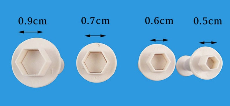 Mini Hexagon Plunger Cutters Set of 4 graduated sizes for image 4