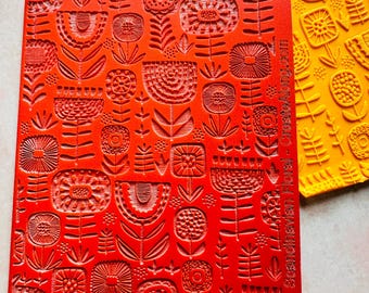 Polymer Clay Stamps Scandi Flowers floral modern boho texture sheet