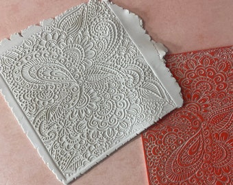 Sello de goma con textura Paisley Garden para arcilla polimérica, papel, placa Gelli y resina ZIA inspirado en zentangle