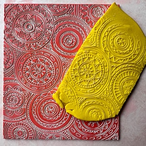 Mandala magische polymeerklei stempels textuur rubberen gelplaat afdrukken op papier