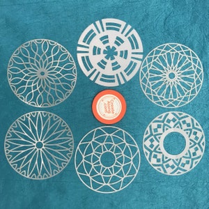 Clay Stencil Tribal Coin Stencils 6 texture mat polymer clay pendant jewelry earrings ceramic paper mixed media gelli plate