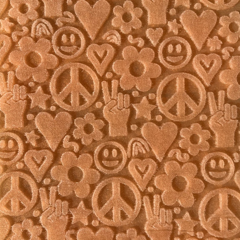 Peace & Love Texture Sheet for polymer clay and mixed media stamping image 1