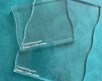 Stamp and clay cutter pressing blocks acrylic polymer tool set of 2