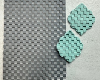 Polymer Clay Stamp Small Checkerboard picnic blanket  3x4 Inch Rubber Texture card making gelli printing