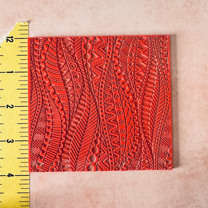 Texturstämplar för lera Tribal Flow Wave Boho Mönster polymerlera gummimatta bild 6