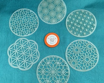 Clay Stencil Coin Set #3 Round Mandala 6 Stencils texture mat polymer clay pendant jewelry earrings ceramic paper mixed media gelli plate