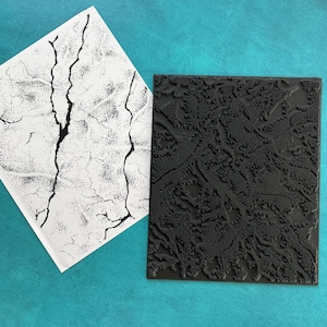 Feuille de texture jumbo d'encre de tampon en caoutchouc de PIERRE pour l'impression de plaque de gelli en pâte polymère, scrapbooking, fabrication de bijoux, art technique mixte | Syndee Holt