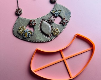Extra Large Bib Style collar polymer clay cutter