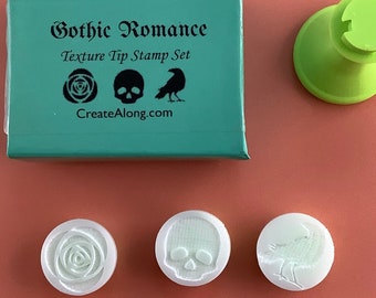 Texture Tips Gothic Romance 3 mini stamps for clay | skull Raven rose  stamps | polymer clay gothic stamps | Edgar Allan Poe stamps