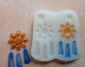 Sun Flower with Drops Silicone UV resin liquid clay mold