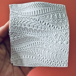Texturstämplar för lera Tribal Flow Wave Boho Mönster polymerlera gummimatta bild 2