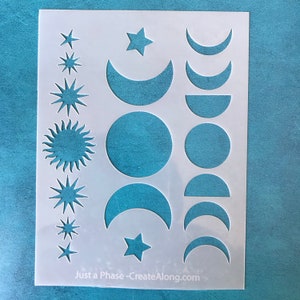 Clay Stencil Just A Phase Mylar Stencil texture sheet for polymer clay earrings | triple moon goddess moon phases witchy esoteric stencil