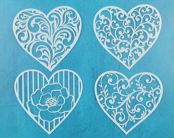 Lovely Hearts Valentines Day Polymer Clay Stencil texture sheet