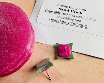 Stud Puck™ Post Earring Back Embedding Tool Embed Polymer Clay