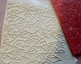 Cobwebs spider web polymer clay rubber stamp texture mat Halloween