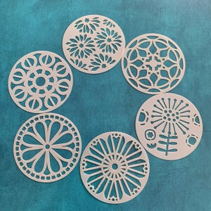 Clay Stencil May Flowers Stencils 6 round texture mat Ideal for Gel Plate Printing, Polymer Clay, Paint & Texture Paste