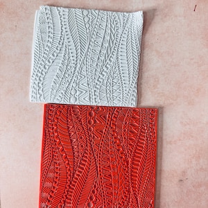 Texturstämplar för lera Tribal Flow Wave Boho Mönster polymerlera gummimatta bild 5
