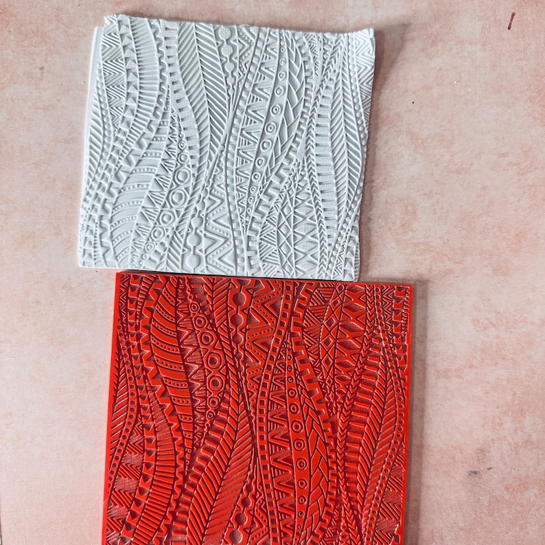 Texturstämplar för lera Tribal Flow Wave Boho Mönster polymerlera gummimatta bild 5