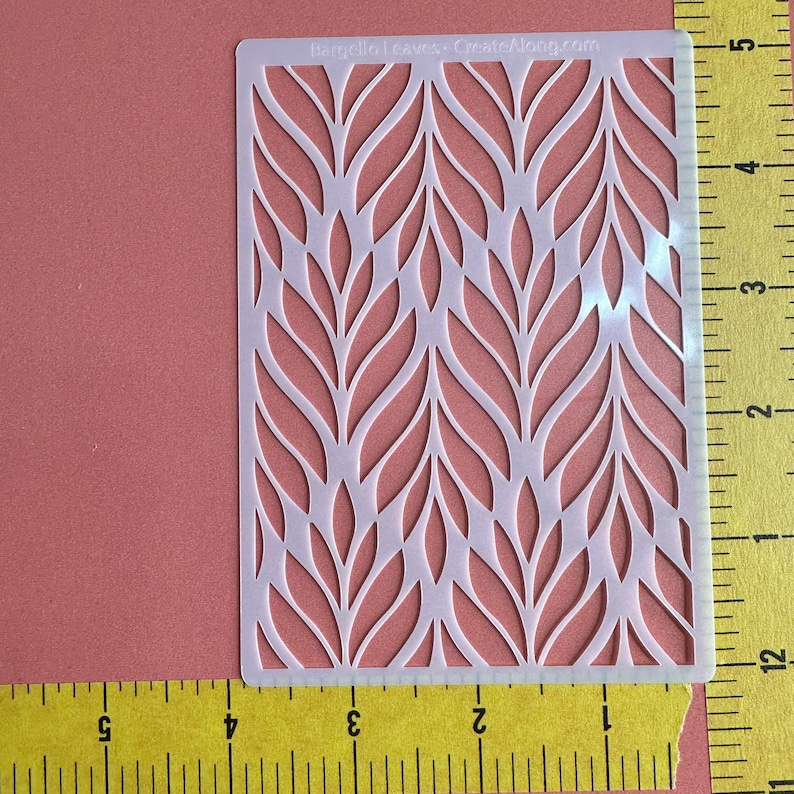 Bargello Leaves Large Leaf Mylar Stencil texture sheets Ideal for Gelli Plate Printing, Polymer Clay, Paint & Texture Paste image 3