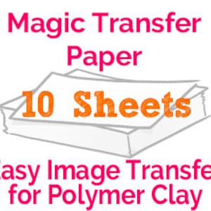 May include: A pack of 10 sheets of white magic transfer paper for easy image transfer onto polymer clay.